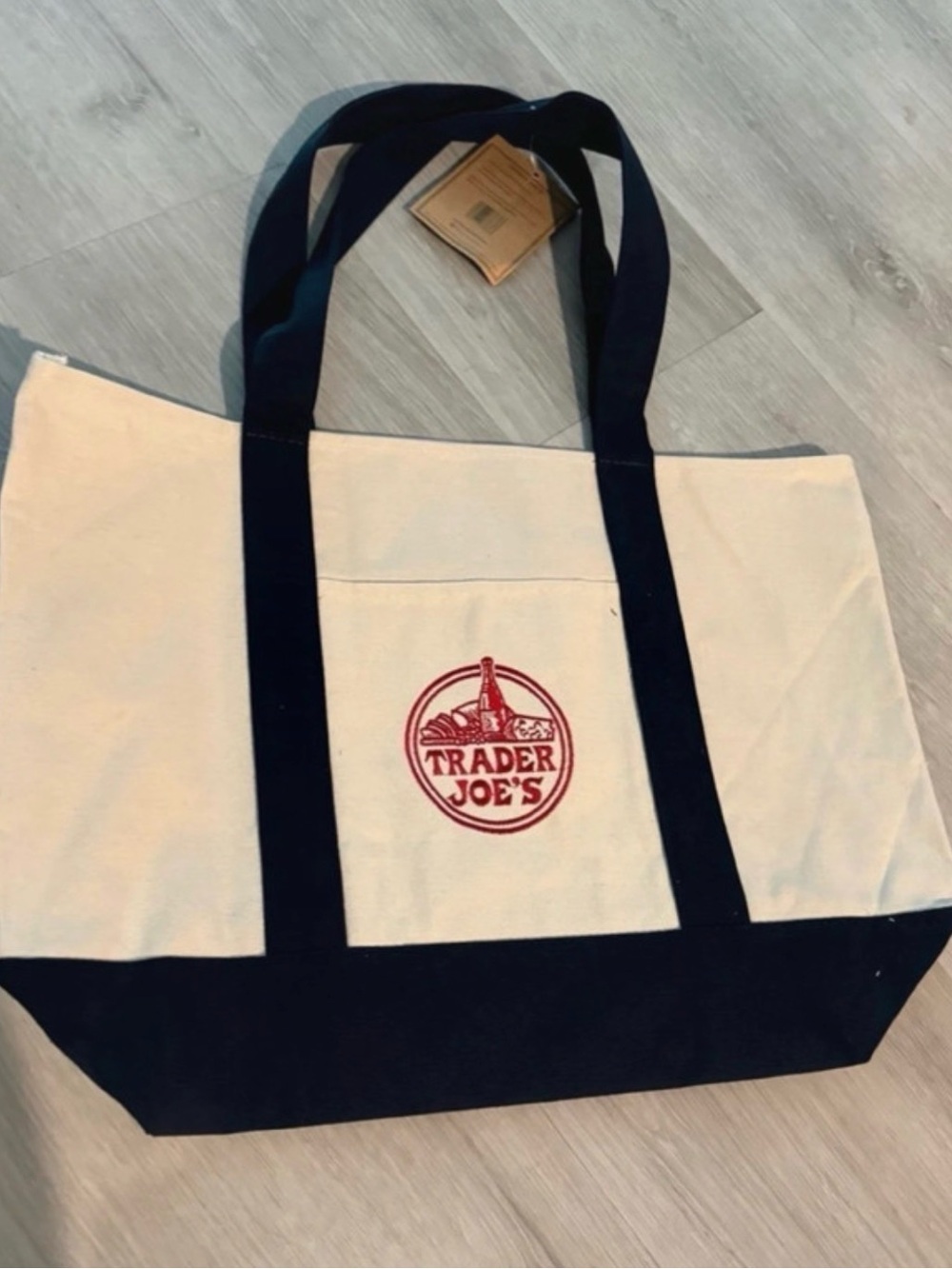 Trader Joe’s Large Canvas Tote Navy New with Tags